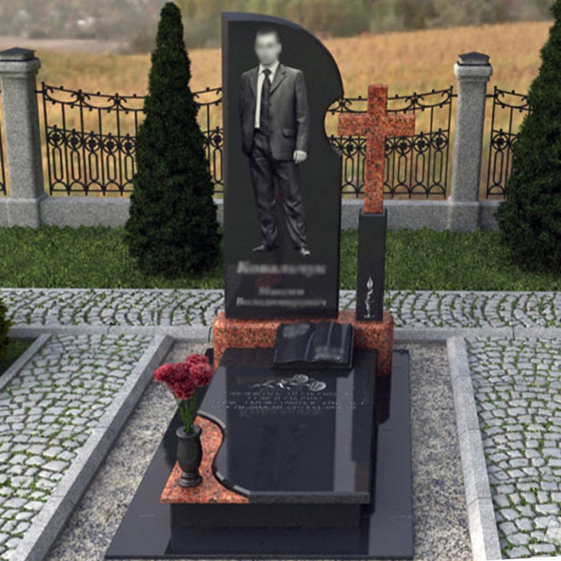 Пам'ятник для молодого хлопця в повний зріст з хрестом № 99821