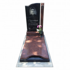 Одинарний пам'ятник з надгробкою червоного граніту № 22150