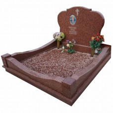 Пам'ятник на двох з керамічним медальйоном та гранітним бордюром № 19889