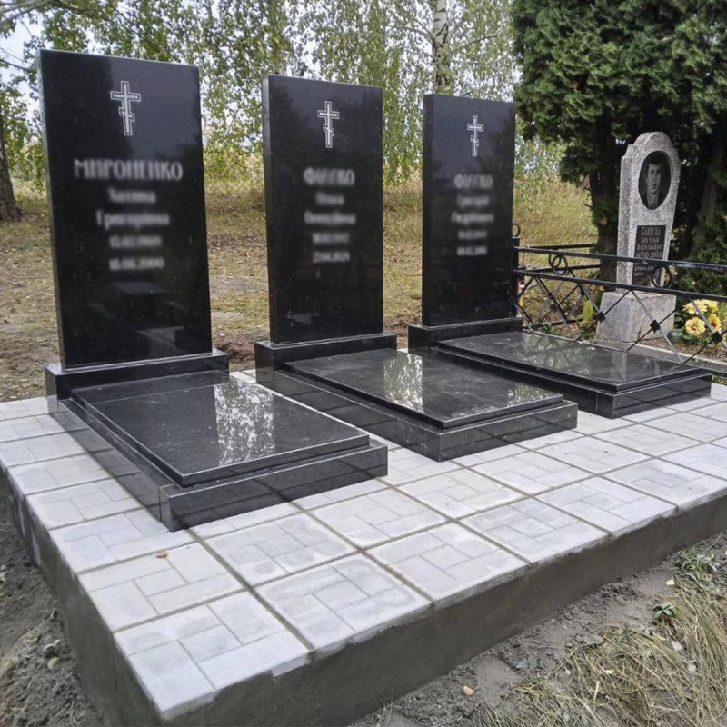 Три пам'ятника на кладовище з надписами № 36261