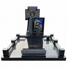 Меморіальний гранітний комплекс військовому з козацьким хрестом на могилу № 99240 ПК
