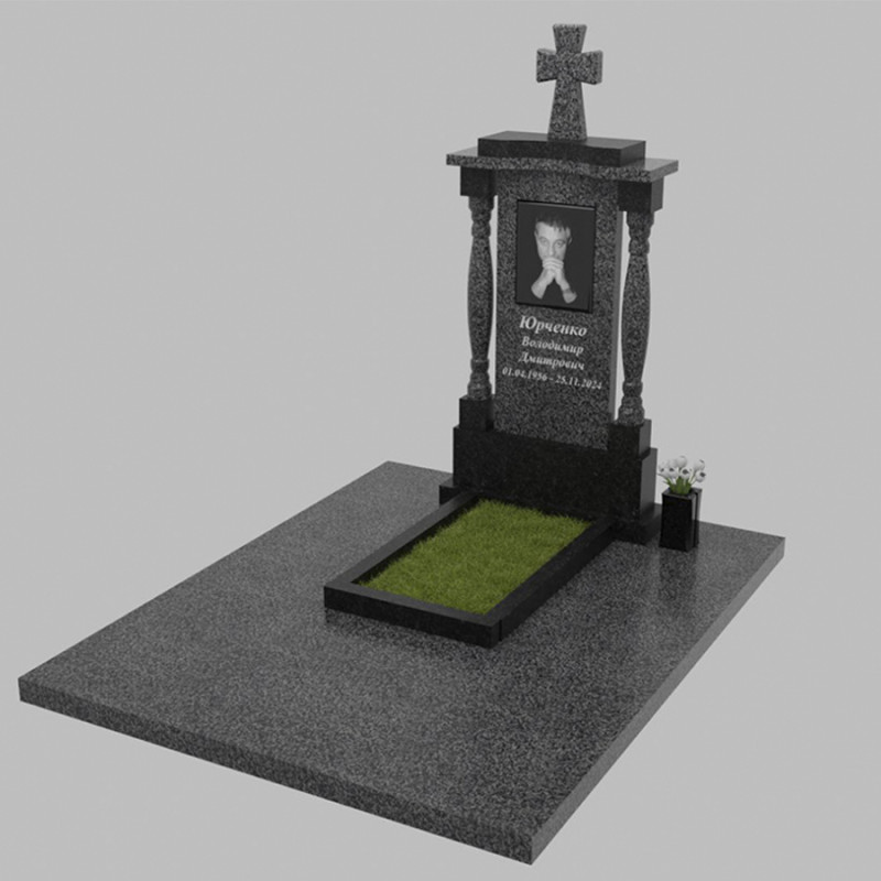 Пам'ятник з колонами та хрестом на кладовище № 53856 ПК