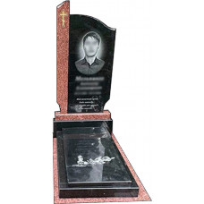 Пам'ятник на одного з боковою колоною з червоного граніту № 187330