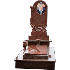 Пам'ятник з кольоровим овалом з червоного каменю № 367752