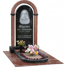 Пам'ятник з овальним накривним дахом з червоного граніту № 504909