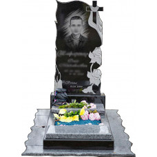 Пам'ятник з хрестом і трояндами № 111157