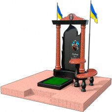 Сучасний пам'ятник із флагштоками для військових на могилу № 816428