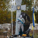 Козацький хрест на могилу військовому зі світлого каменю № 767650